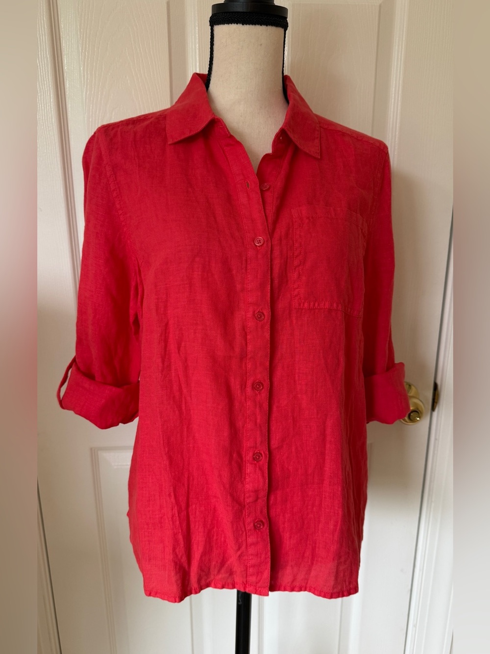 NEW* MICHAEL STARS 🌟Spencer linen button down top shirt blouse in red *NWT